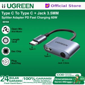 Converter Splitter UGREEN Audio Type C To Jack Dual Jack 3.5mm - 60164