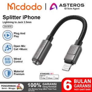 MCDODO Converter Splitter iPhone to Jack 3.5mm Audio Call Open Mic - CA-5010